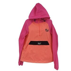 PINK Victoria's Secret Jacket Women XS Small Pink Orange Hooded‎ Windbreaker